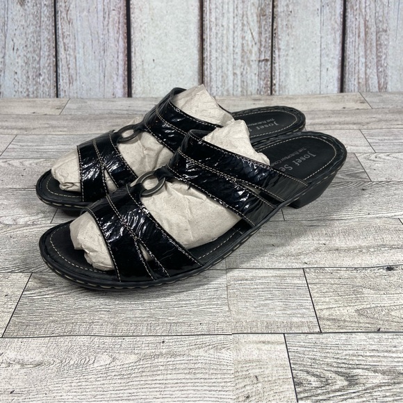 Josef Seibel Sandals Womens 10.5 41 Black Slip On Slides Open Toe Shoes Heels - Picture 5 of 10